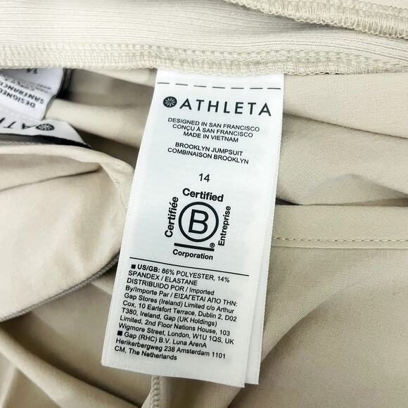Athleta Brooklyn Utility Jumpsuit Abalone Size 14 Featherweight Stretch Romper - Picture 10 of 11